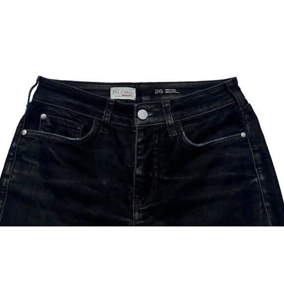 Anthropologie Pilcro The Yaya 26 Velvet Crop Flare Jeans Black Stretch $158 - Picture 5 of 9